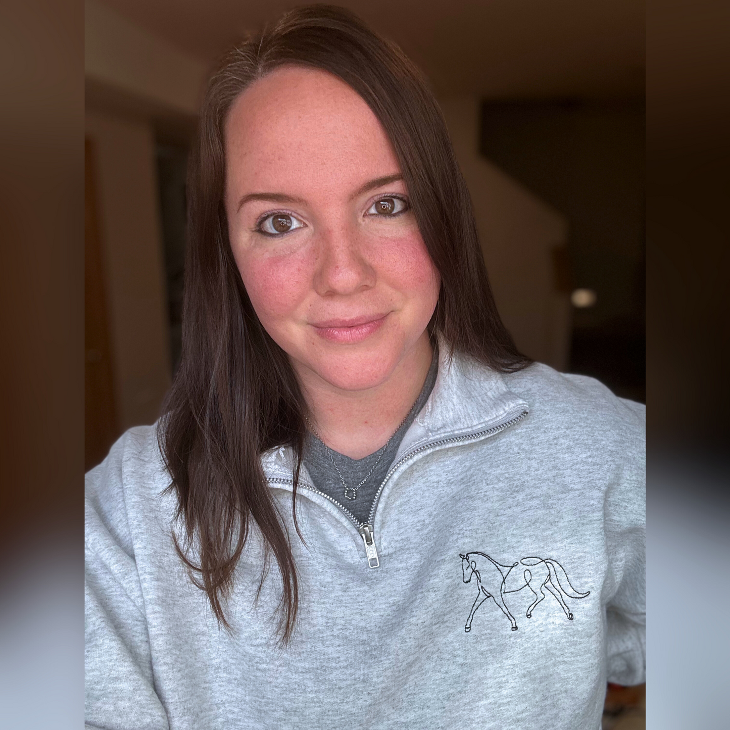 Embroidered Dressage Horse 1/4 Zip Sweatshirt