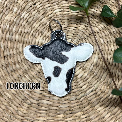 Cow Head Keychain | Bag Tag | Key Accessory